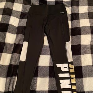 Mesh Lined PINK Gold and White Leggings